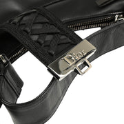 Christian Dior 2002 Black Leather Admit It Lace Up Hobo Handbag