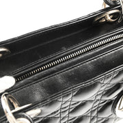 Christian Dior 2009 Black Lambskin Medium Lady Dior Cannage 2way Shoulder Handbag