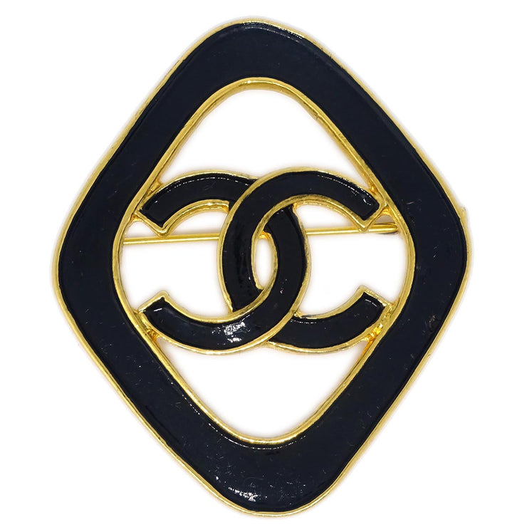 Chanel Rhombus Brooch Pin Black 93C