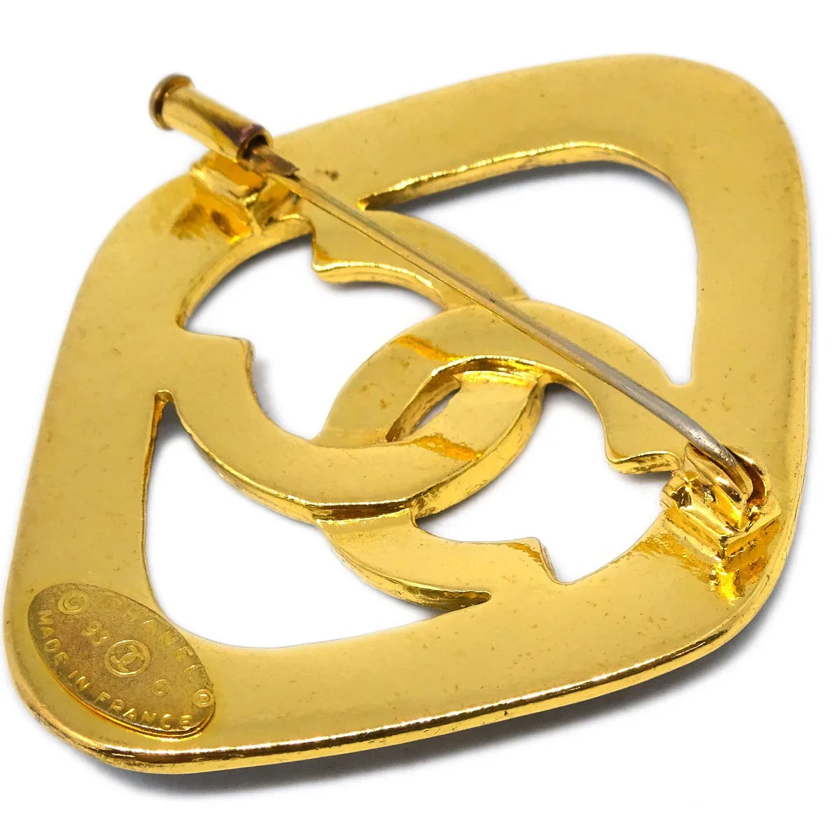 Chanel Rhombus Brooch Pin Black 93C
