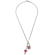 Chanel Pendant Necklace Key Padlock Silver Pink 07P