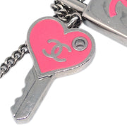 Chanel Pendant Necklace Key Padlock Silver Pink 07P