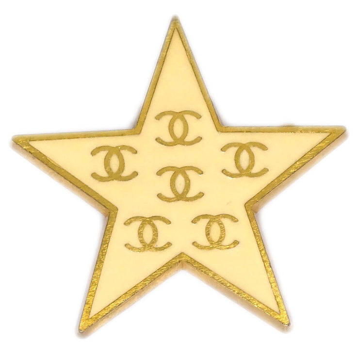 Chanel Star Brooch Pin White 01P
