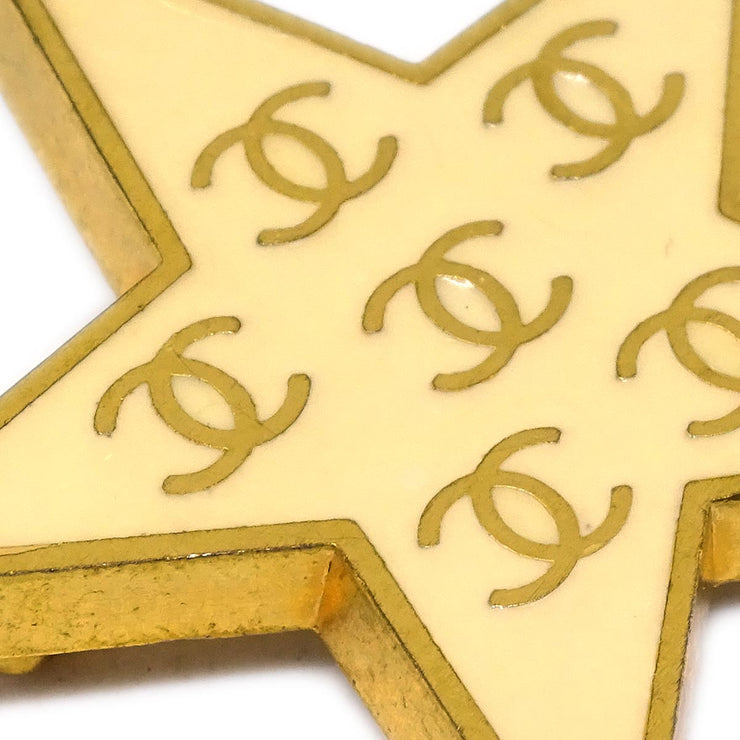 Chanel Star Brooch Pin White 01P