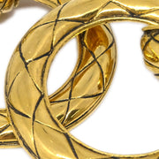 Chanel Dangle Hoop Earrings Clip-On Gold 2373