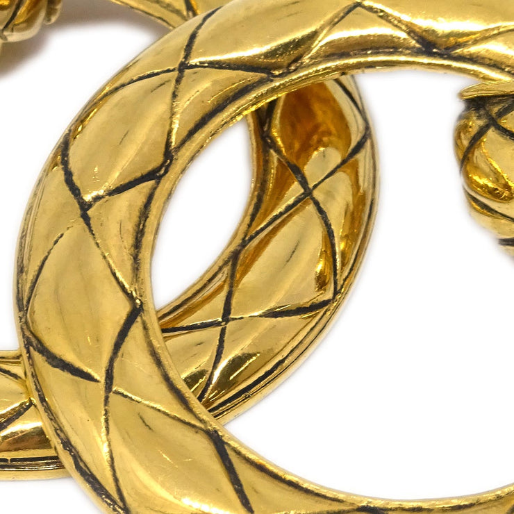 Chanel Dangle Hoop Earrings Clip-On Gold 2373