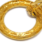 Chanel Dangle Hoop Earrings Clip-On Gold 2373