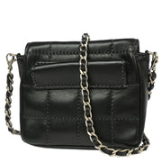 Chanel 2000-2001 Black Lambskin Choco Bar Micro Classic Flap Shoulder Bag Pochette