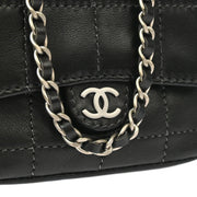 Chanel 2000-2001 Black Lambskin Choco Bar Micro Classic Flap Shoulder Bag Pochette