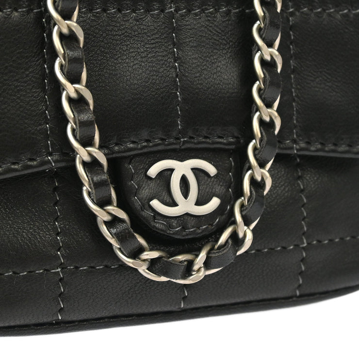 Chanel 2000-2001 Black Lambskin Choco Bar Micro Classic Flap Shoulder Bag Pochette