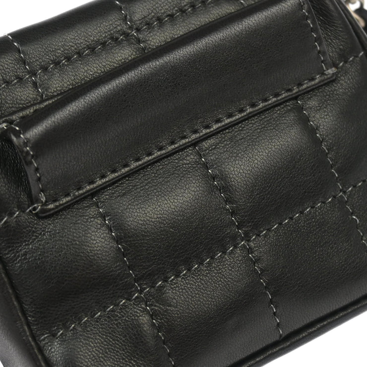 Chanel 2000-2001 Black Lambskin Choco Bar Micro Classic Flap Shoulder Bag Pochette