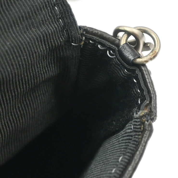 Chanel 2000-2001 Black Lambskin Choco Bar Micro Classic Flap Shoulder Bag Pochette