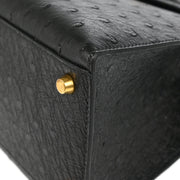 Hermes * 1995 Black Ostrich Kelly 32 Sellier Handbag