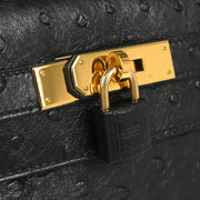Hermes * 1995 Black Ostrich Kelly 32 Sellier Handbag