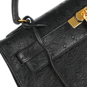 Hermes * 1995 Black Ostrich Kelly 32 Sellier Handbag