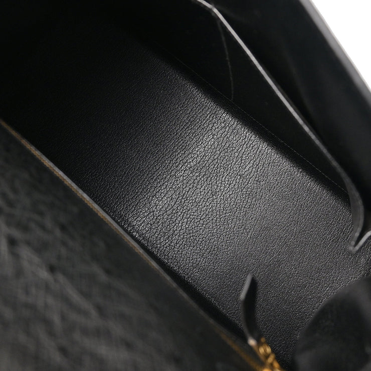 Hermes * 1995 Black Ostrich Kelly 32 Sellier Handbag
