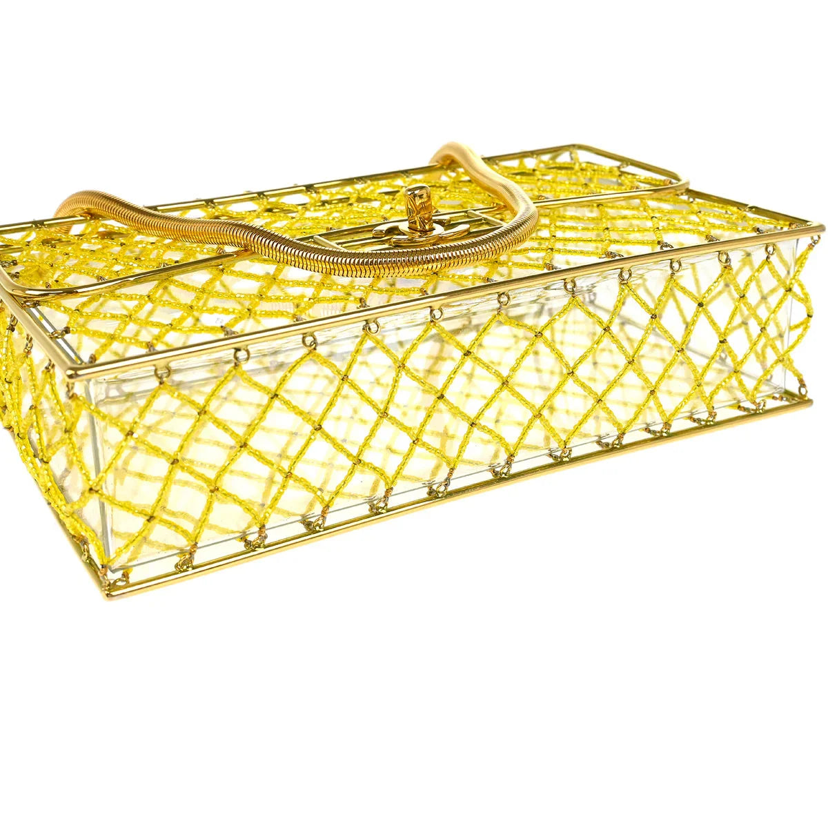 Chanel * Gold Beaded Basket Chain Shoulder Bag