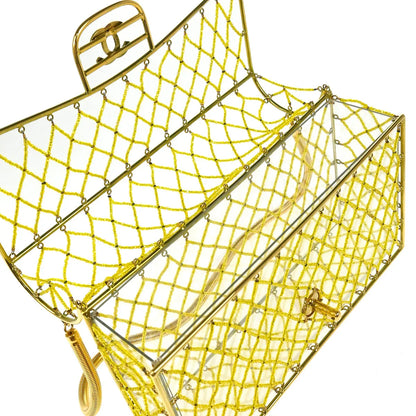 Chanel * Gold Beaded Basket Chain Shoulder Bag