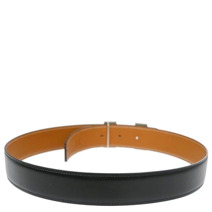 Hermes Black Box Calf Constance Reversible Belt #75 Small Good