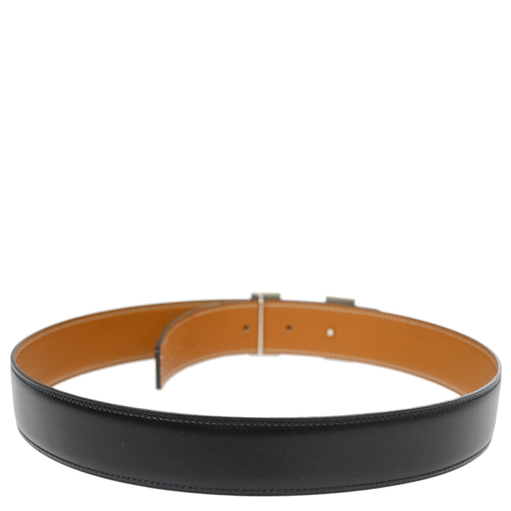 Hermes Black Box Calf Constance Reversible Belt #75 Small Good