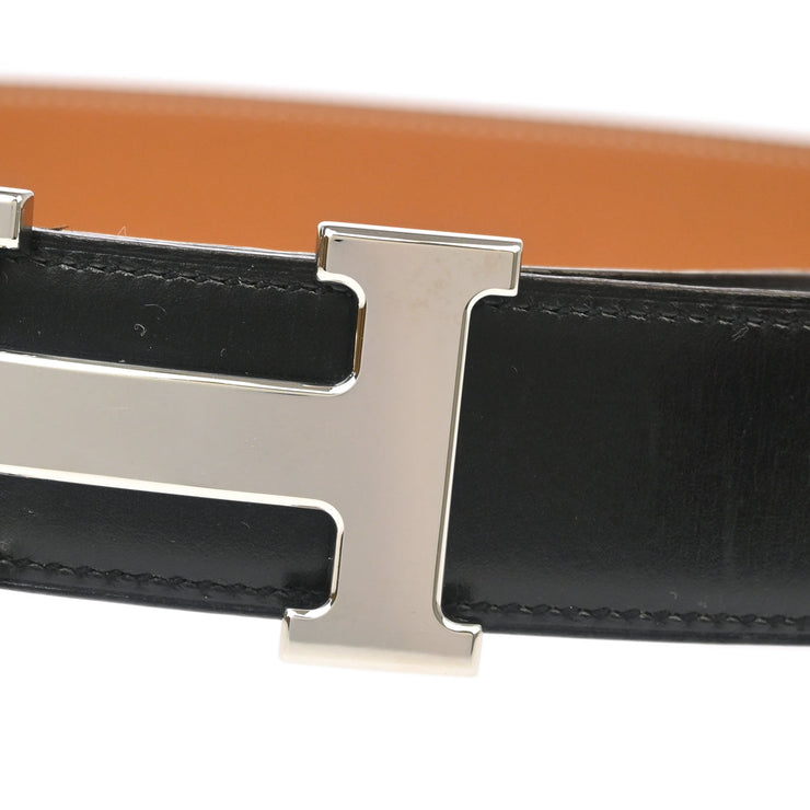 Hermes Black Box Calf Constance Reversible Belt #75 Small Good