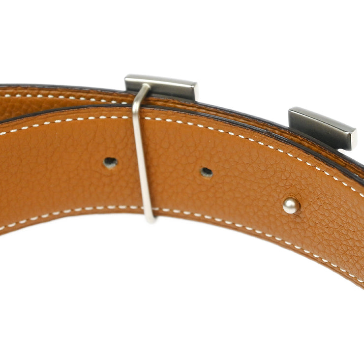 Hermes Black Box Calf Constance Reversible Belt #75 Small Good