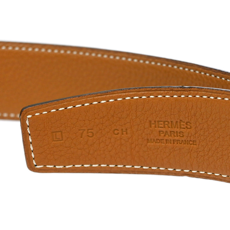 Hermes Black Box Calf Constance Reversible Belt #75 Small Good