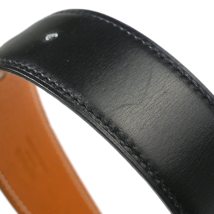 Hermes Black Box Calf Constance Reversible Belt #75 Small Good