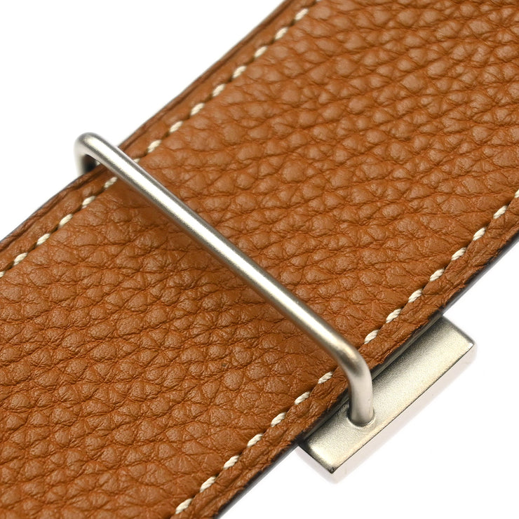 Hermes Black Box Calf Constance Reversible Belt #75 Small Good