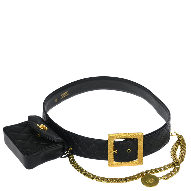 Chanel Black Lambskin Classic Flap Micro Bum Belt Bag 94A