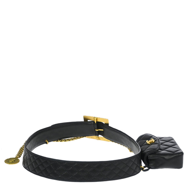 Chanel Black Lambskin Classic Flap Micro Bum Belt Bag 94A