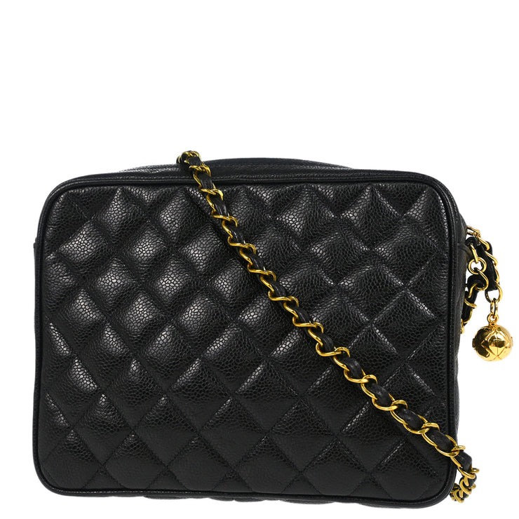 Chanel 1991-1994 Black Caviar Camera Bag Small