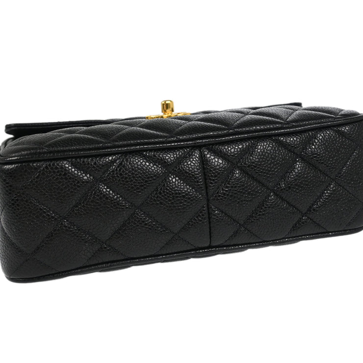 Chanel 1991-1994 Black Caviar Camera Bag Small