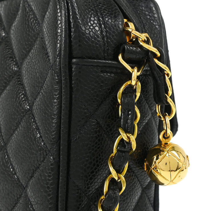 Chanel 1991-1994 Black Caviar Camera Bag Small