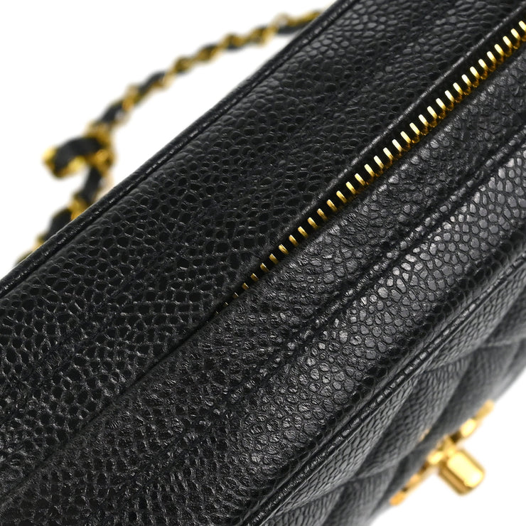 Chanel 1991-1994 Black Caviar Camera Bag Small