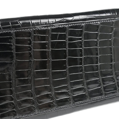 Hermes * 1993 Black Porosus Crocodile Kelly 32 Sellier Handbag