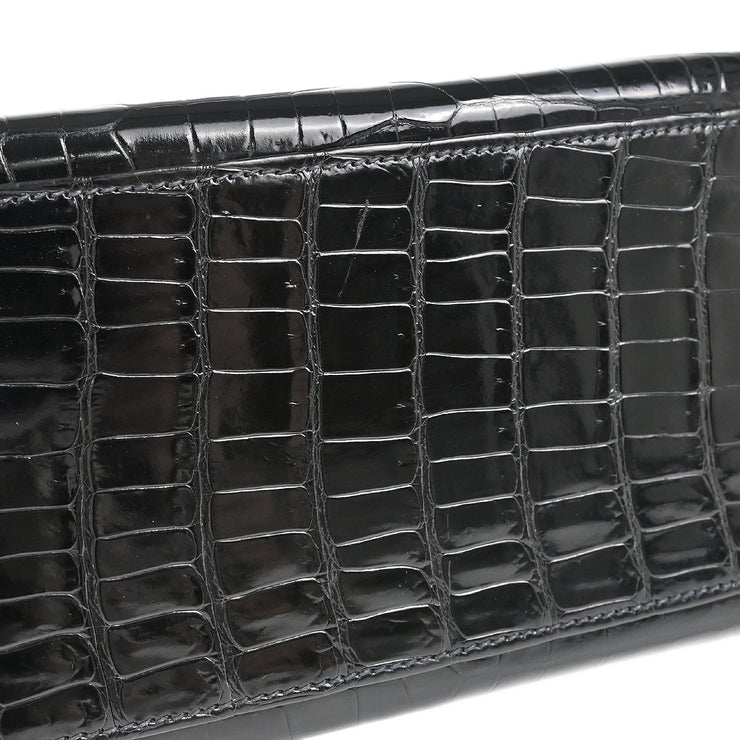 Hermes * 1993 Black Porosus Crocodile Kelly 32 Sellier Handbag