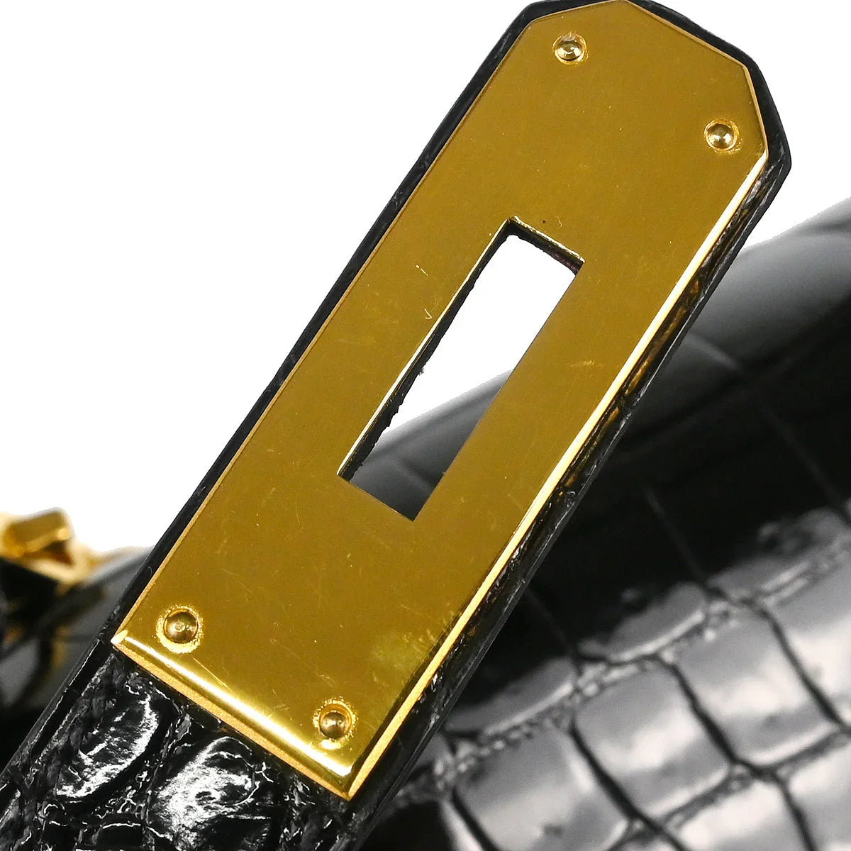 Hermes * 1993 Black Porosus Crocodile Kelly 32 Sellier Handbag