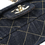 Chanel 2005-2006 Navy Denim Chain Shoulder Bag