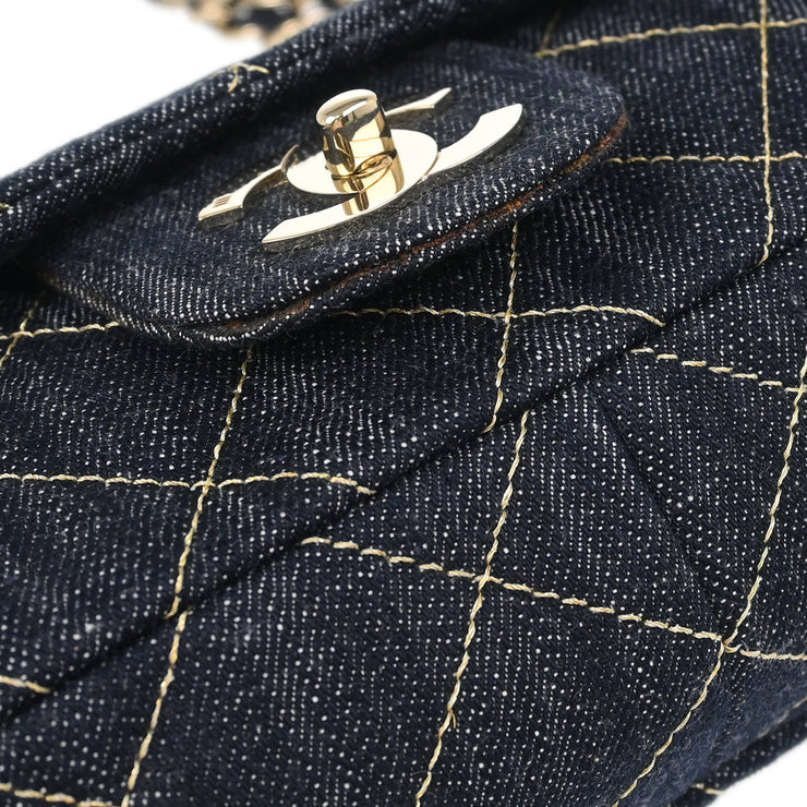 Chanel 2005-2006 Navy Denim Chain Shoulder Bag