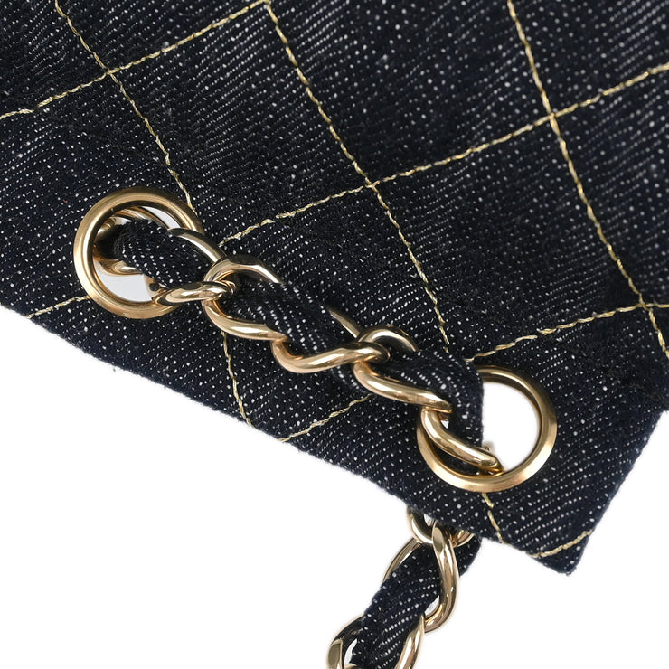 Chanel 2005-2006 Navy Denim Chain Shoulder Bag
