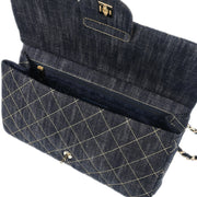 Chanel 2005-2006 Navy Denim Chain Shoulder Bag