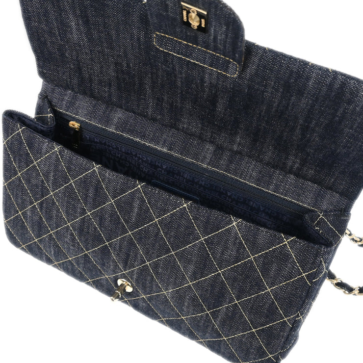 Chanel 2005-2006 Navy Denim Chain Shoulder Bag
