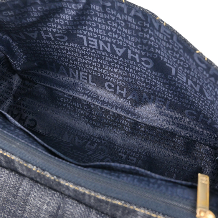 Chanel 2005-2006 Navy Denim Chain Shoulder Bag