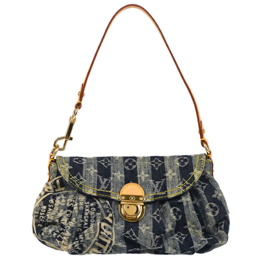 Louis Vuitton 2006 Blue Monogram Denim Mini Pleaty Raye Handbag M95333