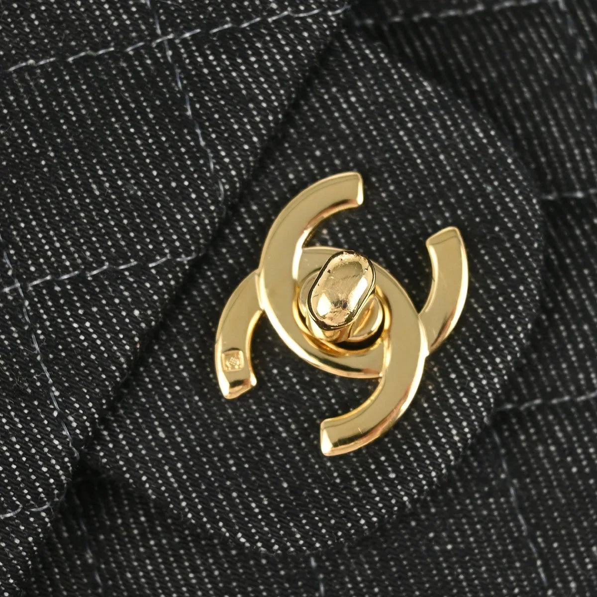 Chanel 1997-1999 Black Denim Small Classic Double Flap Shoulder Bag