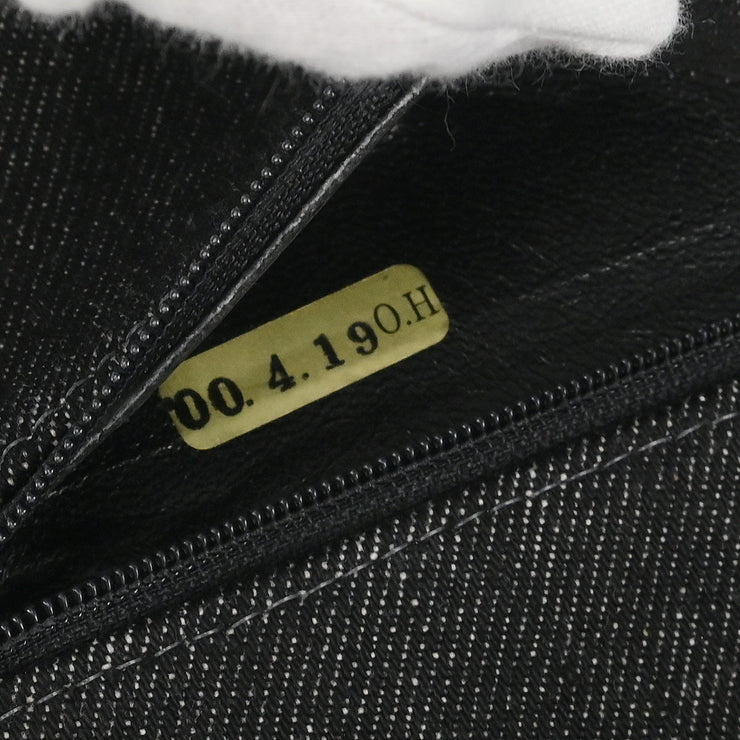 Chanel 1997-1999 Black Denim Small Classic Double Flap Shoulder Bag