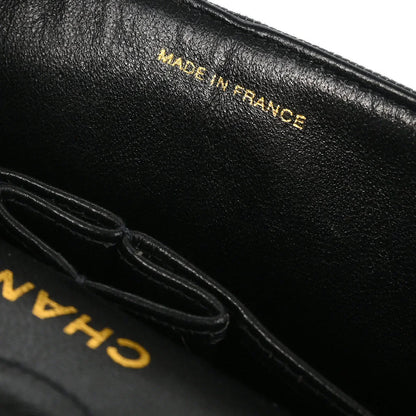 Chanel 1997-1999 Black Denim Small Classic Double Flap Shoulder Bag