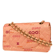 Chanel 2001-2003 Pink Canvas COCO Medium Classic Double Flap Shoulder Bag