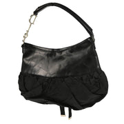 Christian Dior 2004 Black Leather Nylon Ballet Corset Hobo Handbag